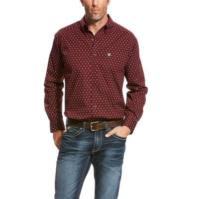 Ariat Western: Collegiate Stretch Camisa Hombre - Burdeos (ADKUR0749)